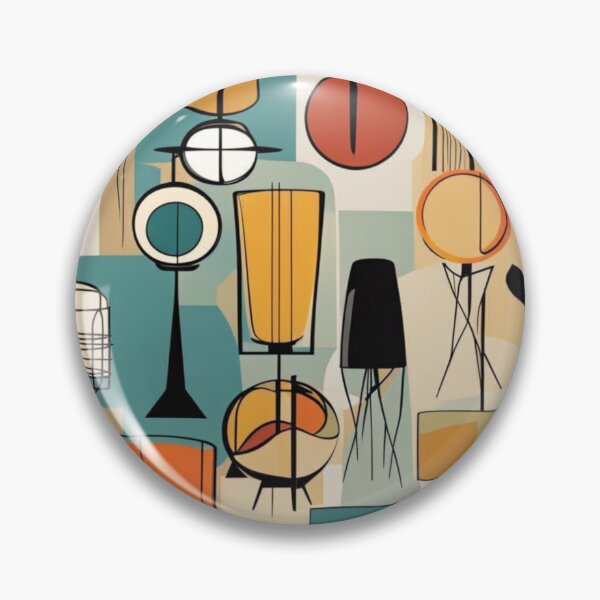 Item preview, Mid century modern lampshade pattern in a vintage colourful classic style designed and sold by Haiii-Designs.