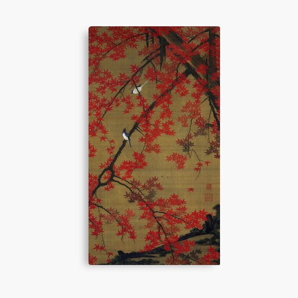 Favourite Artist - Jakuchu Ito - Maple Tree & Small Birds Canvas Print