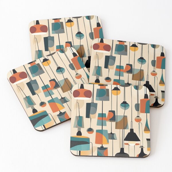 Item preview, Mid century modern hanging lampshade pattern in a vintage colourful classic style designed and sold by Haiii-Designs.