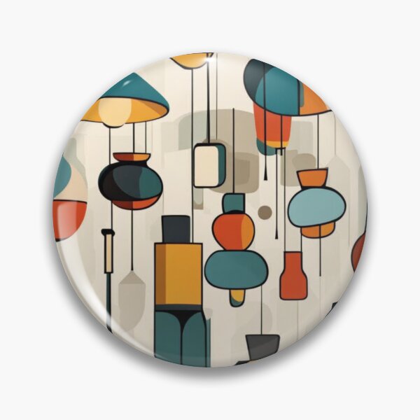 Item preview, Mid century modern hanging lampshades pattern in a vintage colourful classic style designed and sold by Haiii-Designs.