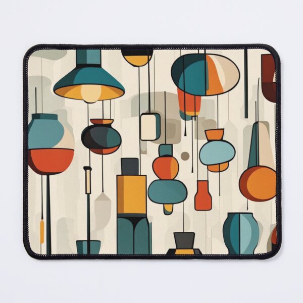 Item preview, Mid century modern hanging lampshades pattern in a vintage colourful classic style designed and sold by Haiii-Designs.