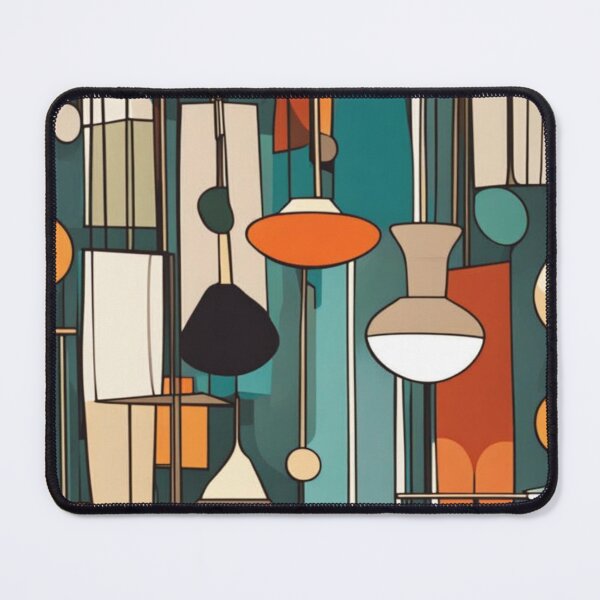 Item preview, A pattern of Mid century modern lighting and hanging lampshades in a vintage colourful classic style designed and sold by Haiii-Designs.
