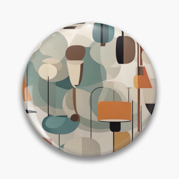Item preview, Abstract retro pattern of Mid century modern lighting and hanging lampshades in a vintage colourful classic style designed and sold by Haiii-Designs.