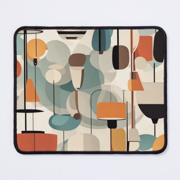 Item preview, Abstract retro pattern of Mid century modern lighting and hanging lampshades in a vintage colourful classic style designed and sold by Haiii-Designs.