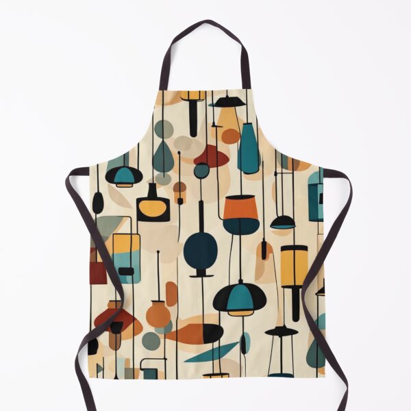 Item preview, A retro pattern of Mid century modern lighting and hanging lampshades in a vintage colourful classic style designed and sold by Haiii-Designs.