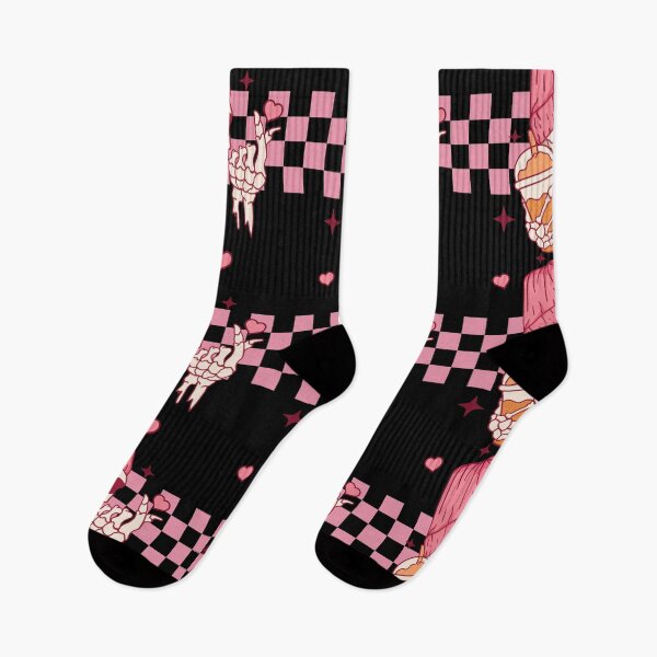 Item preview, Skeleton Latte Beanie Pink Checkerboard Valentines Day designed and sold by ArtMeetsPizza.
