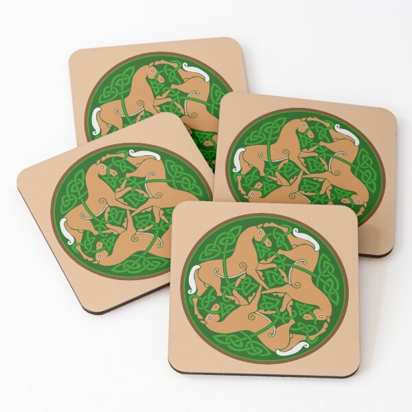 Item preview, Triskele de caballo celta palomino con nudo celta verde designed and sold by DappledMoon.