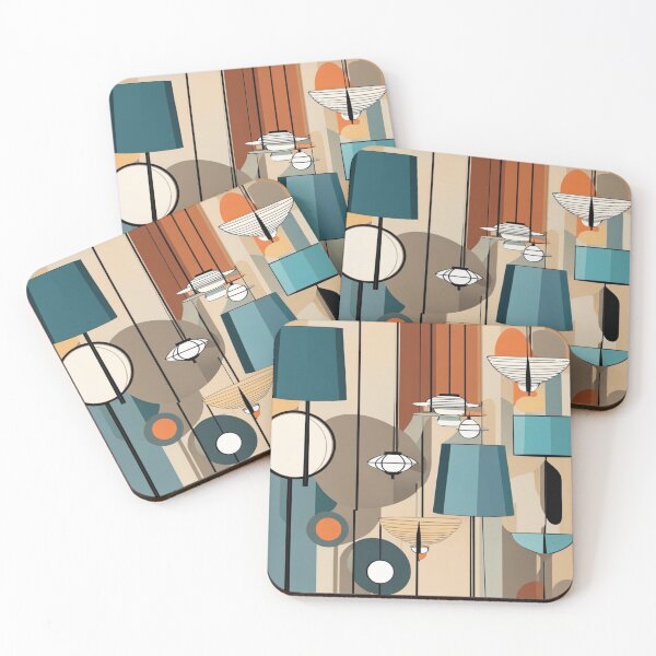 Item preview, Mid century modern hanging lighting and floor lamps pattern in a vintage colourful classic style designed and sold by Haiii-Designs.