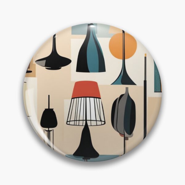 Item preview, Mid century modern hanging lighting, table and floor lamps pattern in a vintage colourful classic style designed and sold by Haiii-Designs.