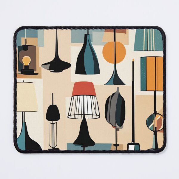 Item preview, Mid century modern hanging lighting, table and floor lamps pattern in a vintage colourful classic style designed and sold by Haiii-Designs.