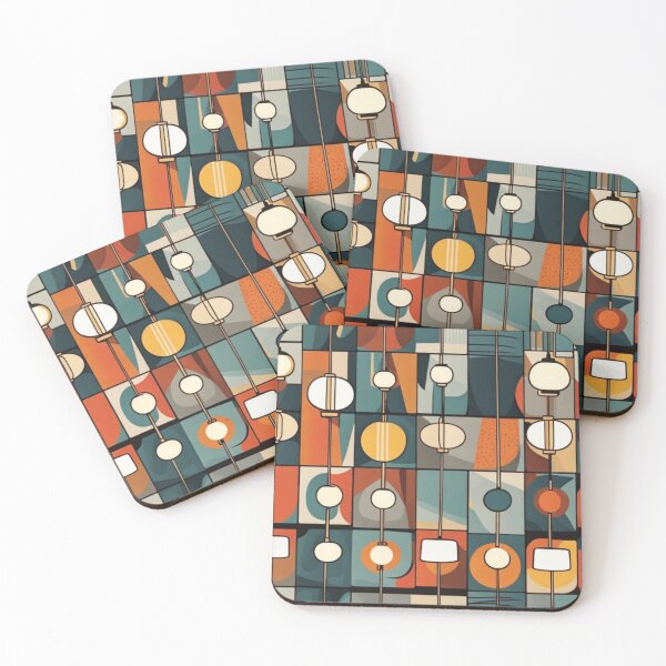 Item preview, Box pattern of Mid century modern hanging lighting, table and floor lamps pattern in a vintage colourful classic style designed and sold by Haiii-Designs.