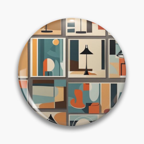 Item preview, A pattern of framed Mid century modern hanging lighting, table and floor lamps pattern in a vintage colourful classic style designed and sold by Haiii-Designs.