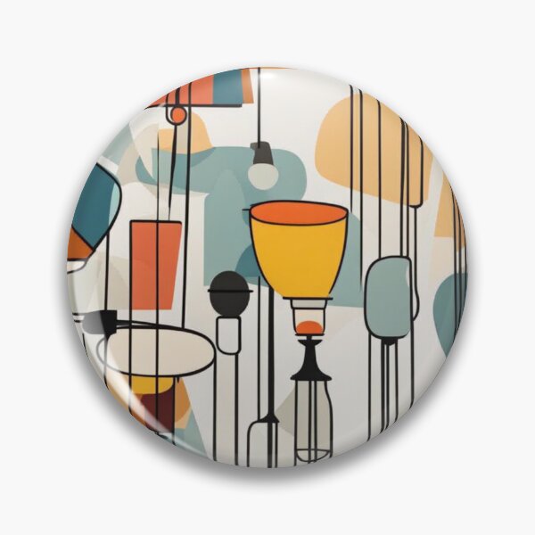 Item preview, A pattern of abstract Mid century modern hanging lighting, table and floor lamps pattern in a vintage colourful classic style designed and sold by Haiii-Designs.