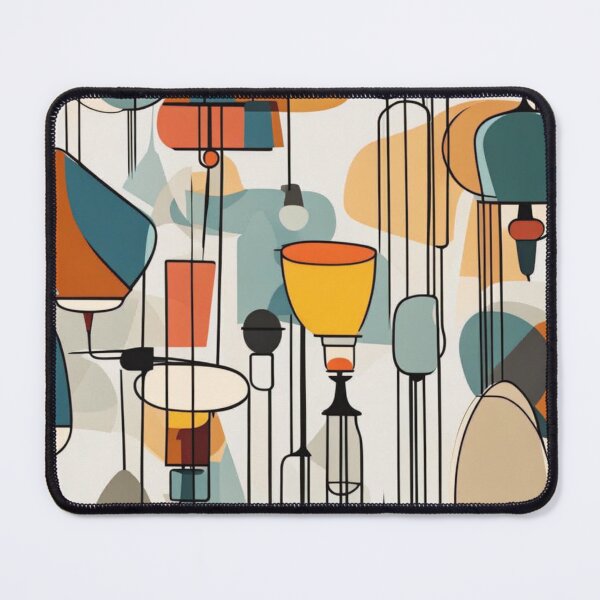 Item preview, A pattern of abstract Mid century modern hanging lighting, table and floor lamps pattern in a vintage colourful classic style designed and sold by Haiii-Designs.