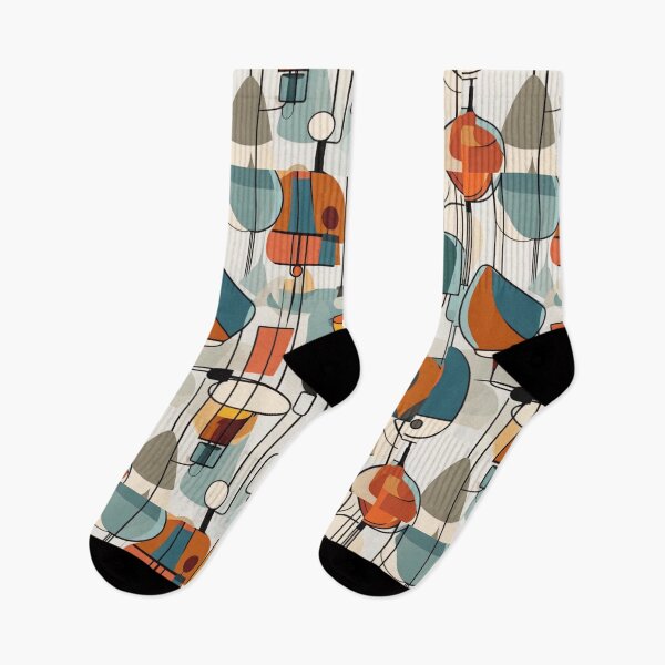 Item preview, A pattern of abstract Mid century modern hanging lighting, table and floor lamps pattern in a vintage colourful classic style designed and sold by Haiii-Designs.