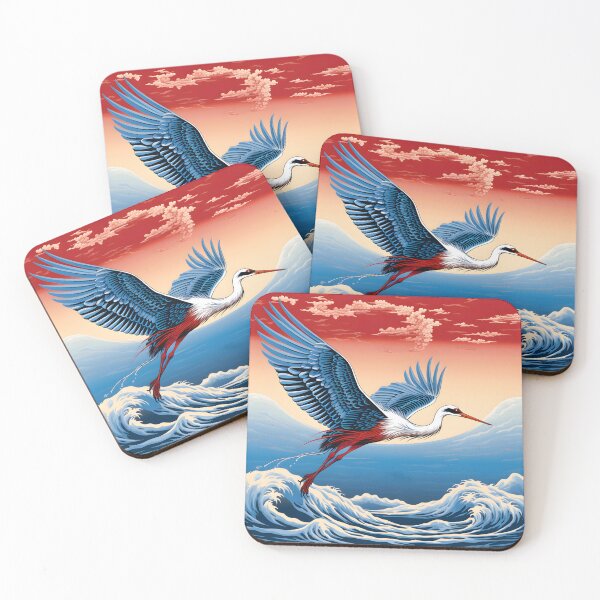 Item preview, Crimson Flight: Japanese Crane at Sunset designed and sold by Sakashi-Canvas.