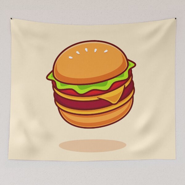 Item preview, Flying Flavors: Cheeseburger Floating Cartoon Vector Icon designed and sold by hjian8219.