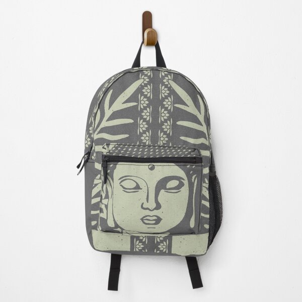 Item preview, Buddha Head Statue with Palm Fronds - Slate + Tea designed and sold by Irene Estelle.