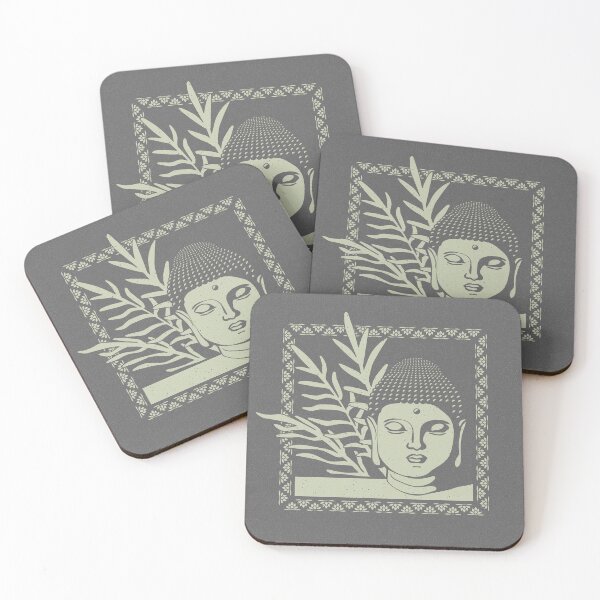 Item preview, Buddha Head Statue with Palm Fronds - Slate + Tea designed and sold by Irene Estelle.