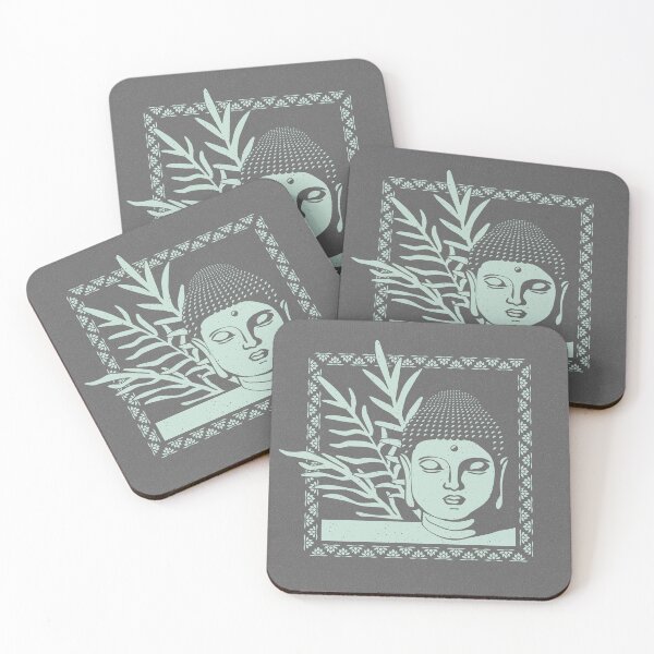 Item preview, Buddha Head Statue with Palm Fronds - Slate + Mint designed and sold by Irene Estelle.