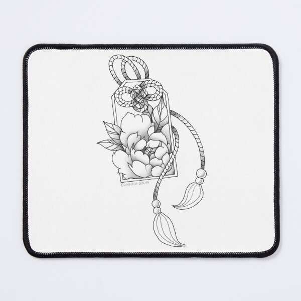 Item preview, Peony Omamori Black and White designed and sold by bridolanart.