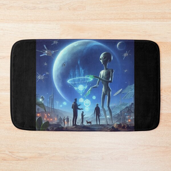 Item preview, Intergalactic Encounter: Alien Technology Exchange with Humans on a Distant Planet Under a Giant Moon designed and sold by ArcaneVisions.