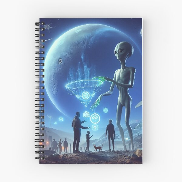 Item preview, Intergalactic Encounter: Alien Technology Exchange with Humans on a Distant Planet Under a Giant Moon designed and sold by ArcaneVisions.