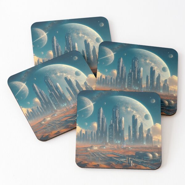 Item preview, Galactic Metropolis: Futuristic Cityscape with Towering Skyscrapers Under a Celestial Sky designed and sold by ArcaneVisions.