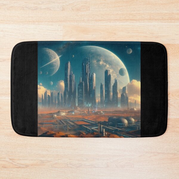 Item preview, Galactic Metropolis: Futuristic Cityscape with Towering Skyscrapers Under a Celestial Sky designed and sold by ArcaneVisions.