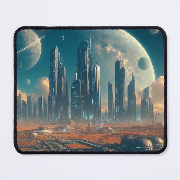 Item preview, Galactic Metropolis: Futuristic Cityscape with Towering Skyscrapers Under a Celestial Sky designed and sold by ArcaneVisions.