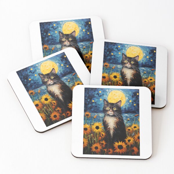 Item preview, Whiskered Wonder Amidst Sunflowers: Van Gogh Style Vintage Cat Artistry designed and sold by Silver Medal.