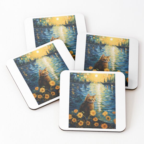 Item preview, Poetic Paws in Van Gogh's Garden: Sunflower Splendor with Vintage Cat designed and sold by Silver Medal.
