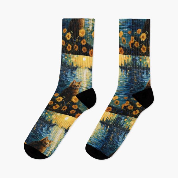 Item preview, Poetic Paws in Van Gogh's Garden: Sunflower Splendor with Vintage Cat designed and sold by Silver Medal.