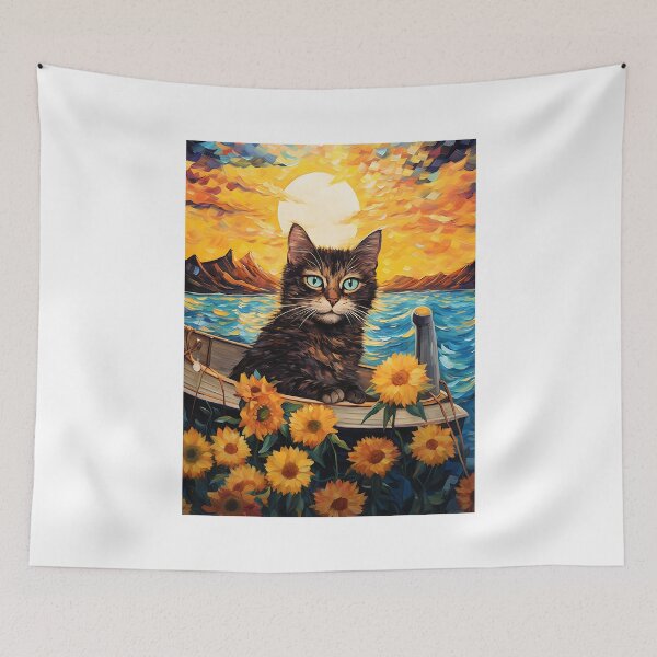 Item preview, Vintage Feline Fantasy: A Sunflower Journey in Van Gogh's Footsteps designed and sold by Silver Medal.