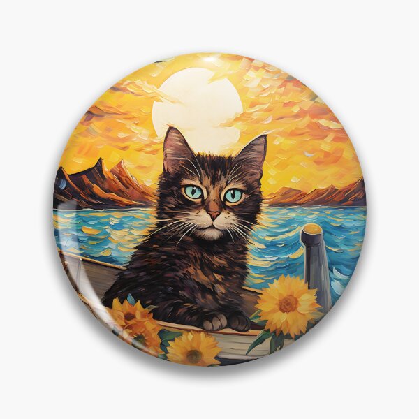 Artikelvorschau, Vintage Feline Fantasy: Eine Sonnenblumenreise auf den Spuren von Van Gogh entworfen und verkauft von Silver Medal.