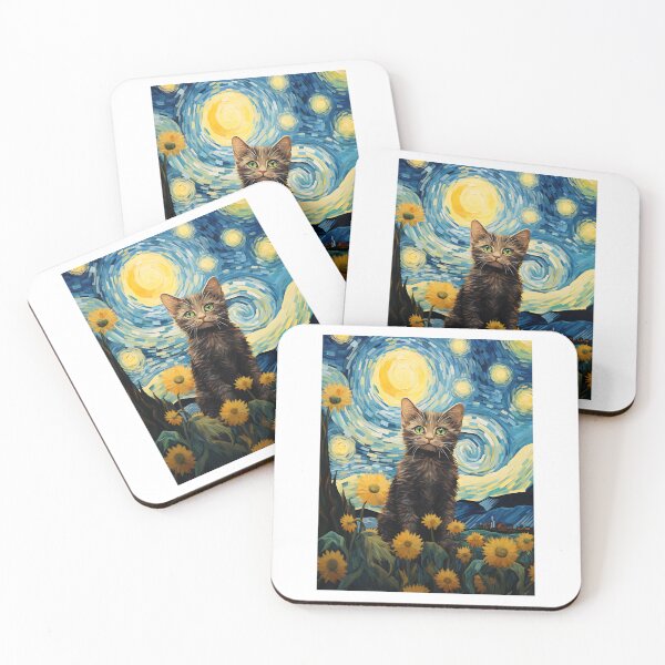Item preview, Vintage Cat in Bloom: A Van Gogh-Style Sunflower Reverie designed and sold by Silver Medal.