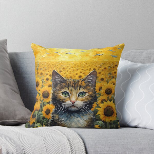 Item preview, Enchanted Cat Among Sunflowers: Vintage Whiskers in a Van Gogh Dream designed and sold by Silver Medal.