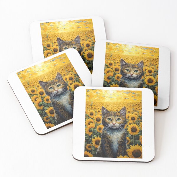 Item preview, Enchanted Cat Among Sunflowers: Vintage Whiskers in a Van Gogh Dream designed and sold by Silver Medal.