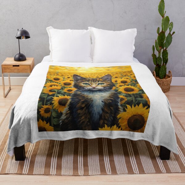 Item preview, Enchanted Cat Among Sunflowers: Vintage Whiskers in a Van Gogh Dream designed and sold by Silver Medal.