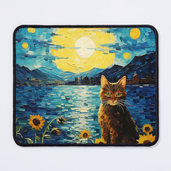 Item preview, Vintage Feline Flourish: A Sunflower Symphony in Van Gogh's Style designed and sold by Silver Medal.