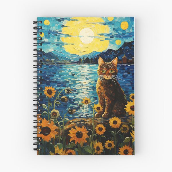 Item preview, Vintage Feline Flourish: A Sunflower Symphony in Van Gogh's Style designed and sold by Silver Medal.