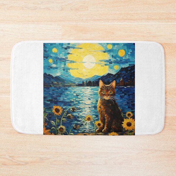 Item preview, Vintage Feline Flourish: A Sunflower Symphony in Van Gogh's Style designed and sold by Silver Medal.