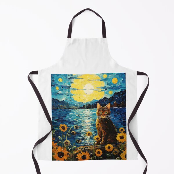 Item preview, Vintage Feline Flourish: A Sunflower Symphony in Van Gogh's Style designed and sold by Silver Medal.