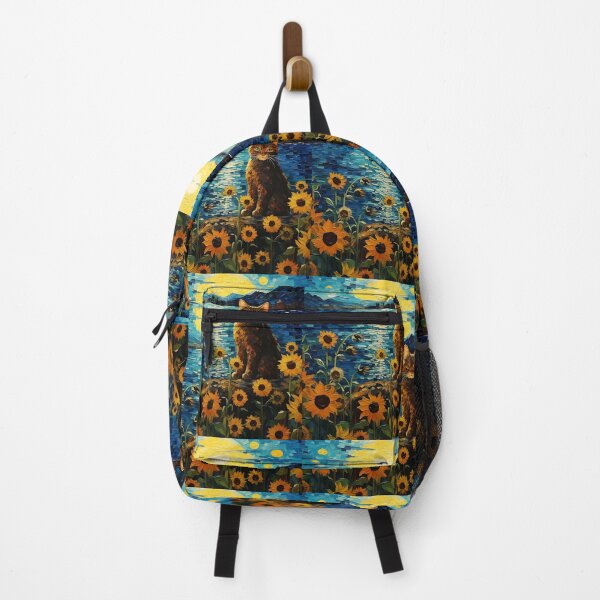 Item preview, Vintage Feline Flourish: A Sunflower Symphony in Van Gogh's Style designed and sold by Silver Medal.