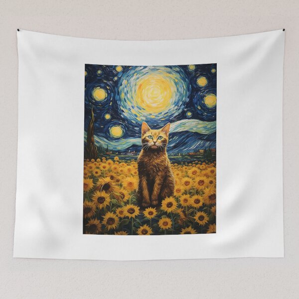 Item preview, Whiskers & Blooms: A Cat's Floral Fantasy in Van Gogh's Tradition designed and sold by Silver Medal.