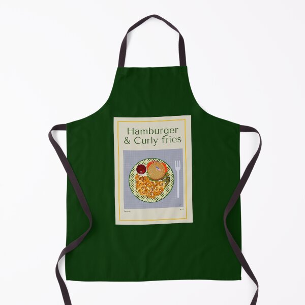 Item preview, HAMBURGER & CURLY FRIES Illustration with a hamburger, curly fries, cucumbers and ketchup designed and sold by Posteria.