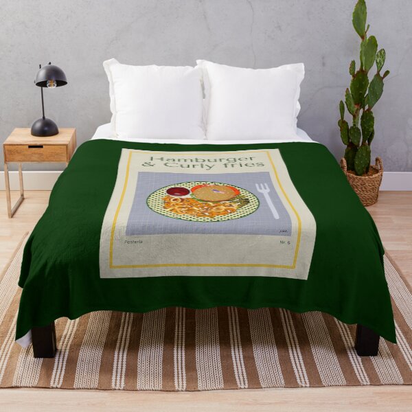 Item preview, HAMBURGER & CURLY FRIES Illustration with a hamburger, curly fries, cucumbers and ketchup designed and sold by Posteria.
