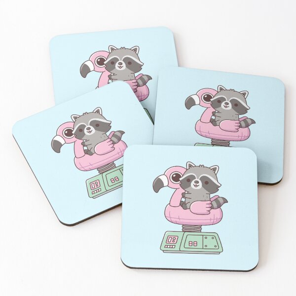 Item preview, Cute Raccoon On Flamingo Pool Float Ride Machine designed and sold by rustydoodle.