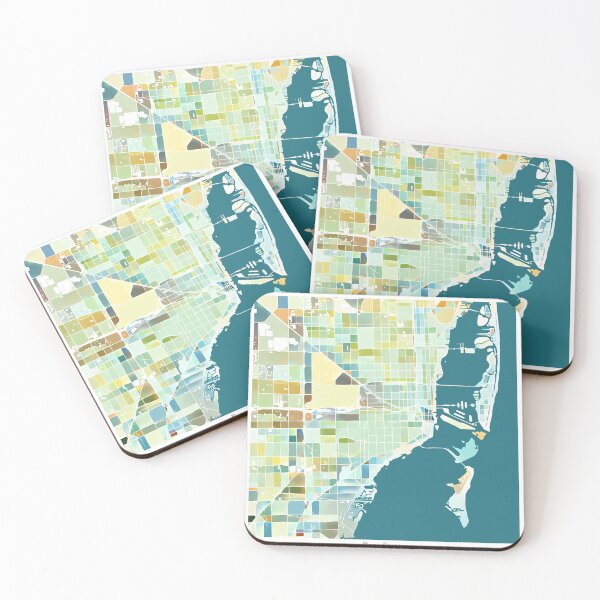 Item preview, Miami Florida City Map - Pastel Color Scheme designed and sold by StylishStacks.