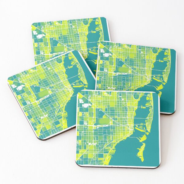 Item preview, Miami Florida City Map - Green-Yellow Duotone designed and sold by StylishStacks.